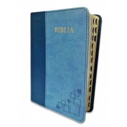 Biblie mica lux, coperta color doua nuante blu, fara fermoar